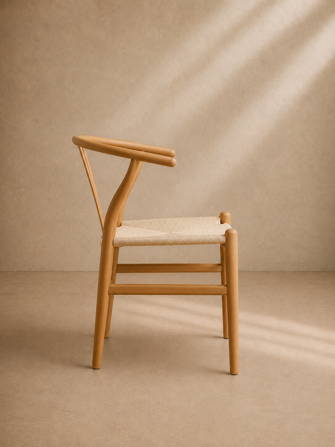 NEDA - Silla de diseño de madera de haya natural y fibra trenzada