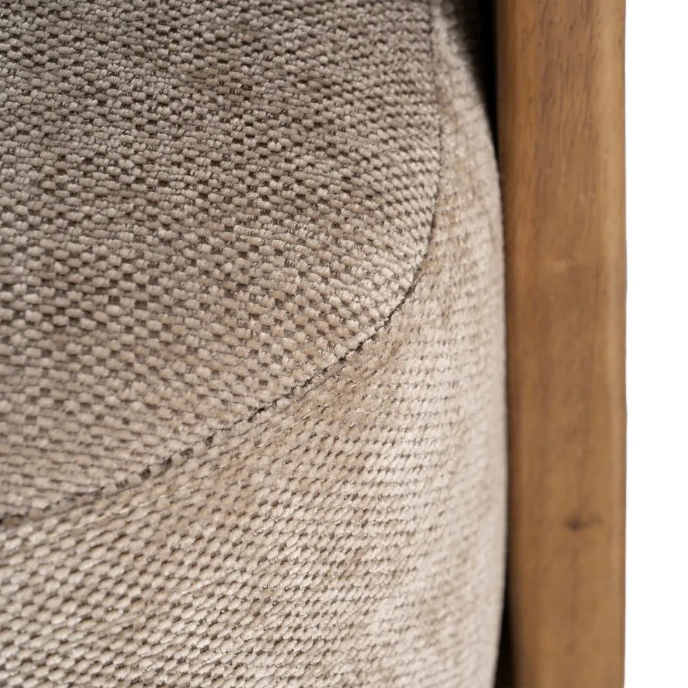 GALA - Sillón de tela marrón y madera maciza de pino – Diseño contemporáneo