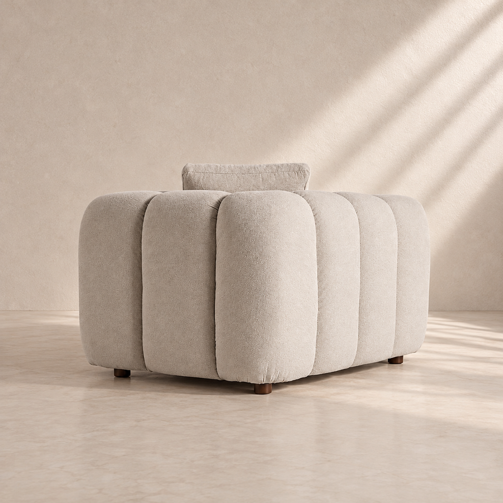 LAYOS - Module de canapé modulable en polyester gris angle droit