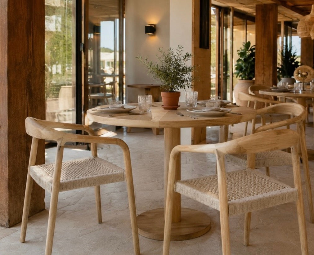 JALIS - Cadeira de design em madeira de faia e assento em corda natural