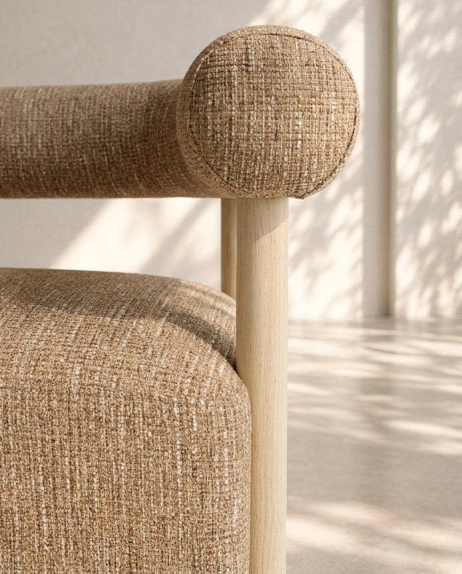 TRILLO - Canapé 2 places caramel 143 cm – Tissu texturé & pieds bois