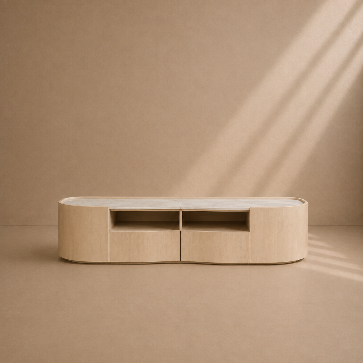 LETUX - Mueble de TV de madera de mango y encimera de mármol 180 cm