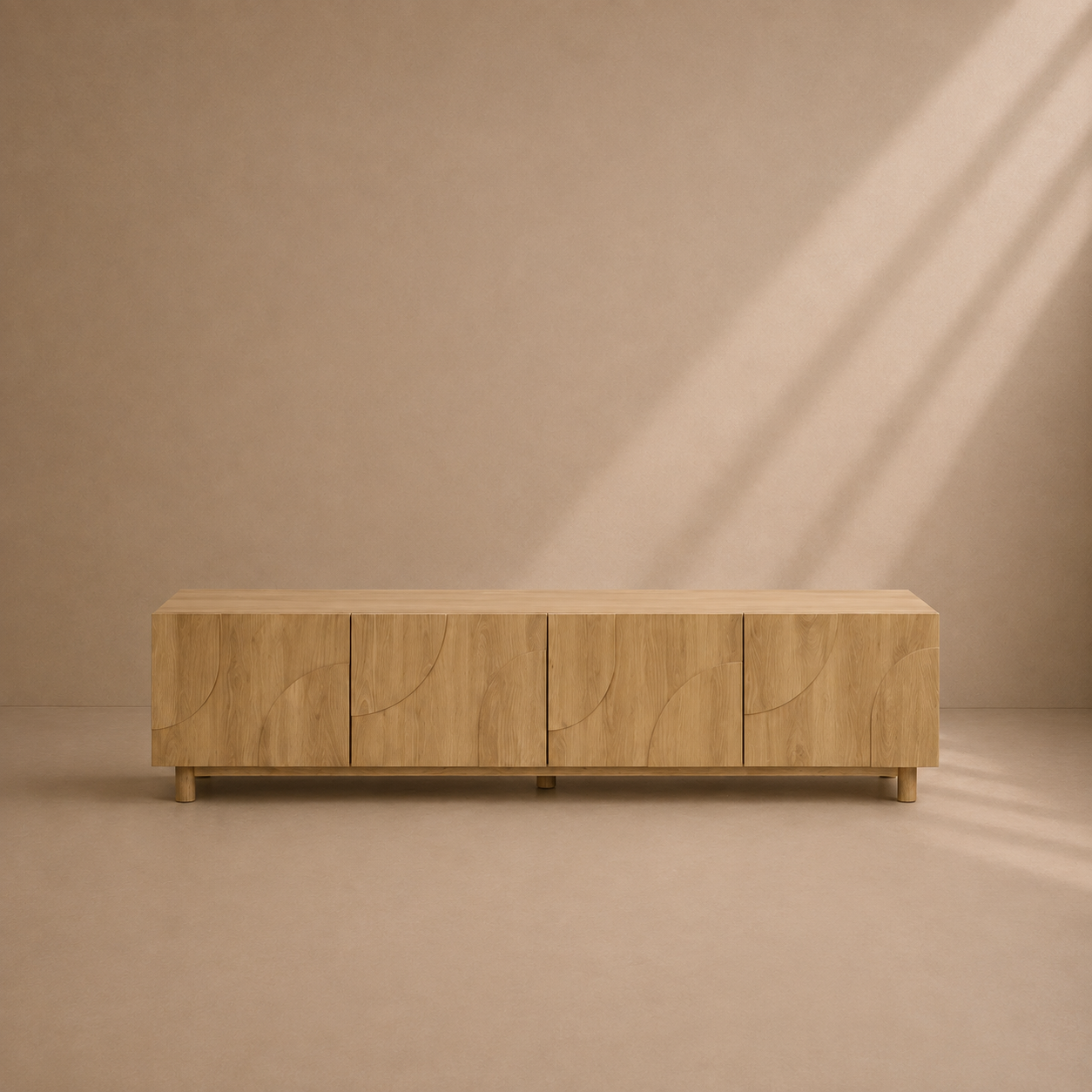 NUORO - Mueble de TV de diseño de melamina efecto roble de 200 cm
