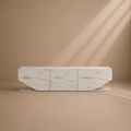 MELIA - Mueble TV de diseño de melamina blanca efecto mármol 180 cm