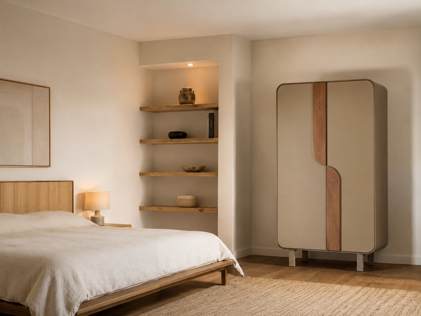 BAEZA - Armario de 2 puertas de madera con acabado topo de 180 cm