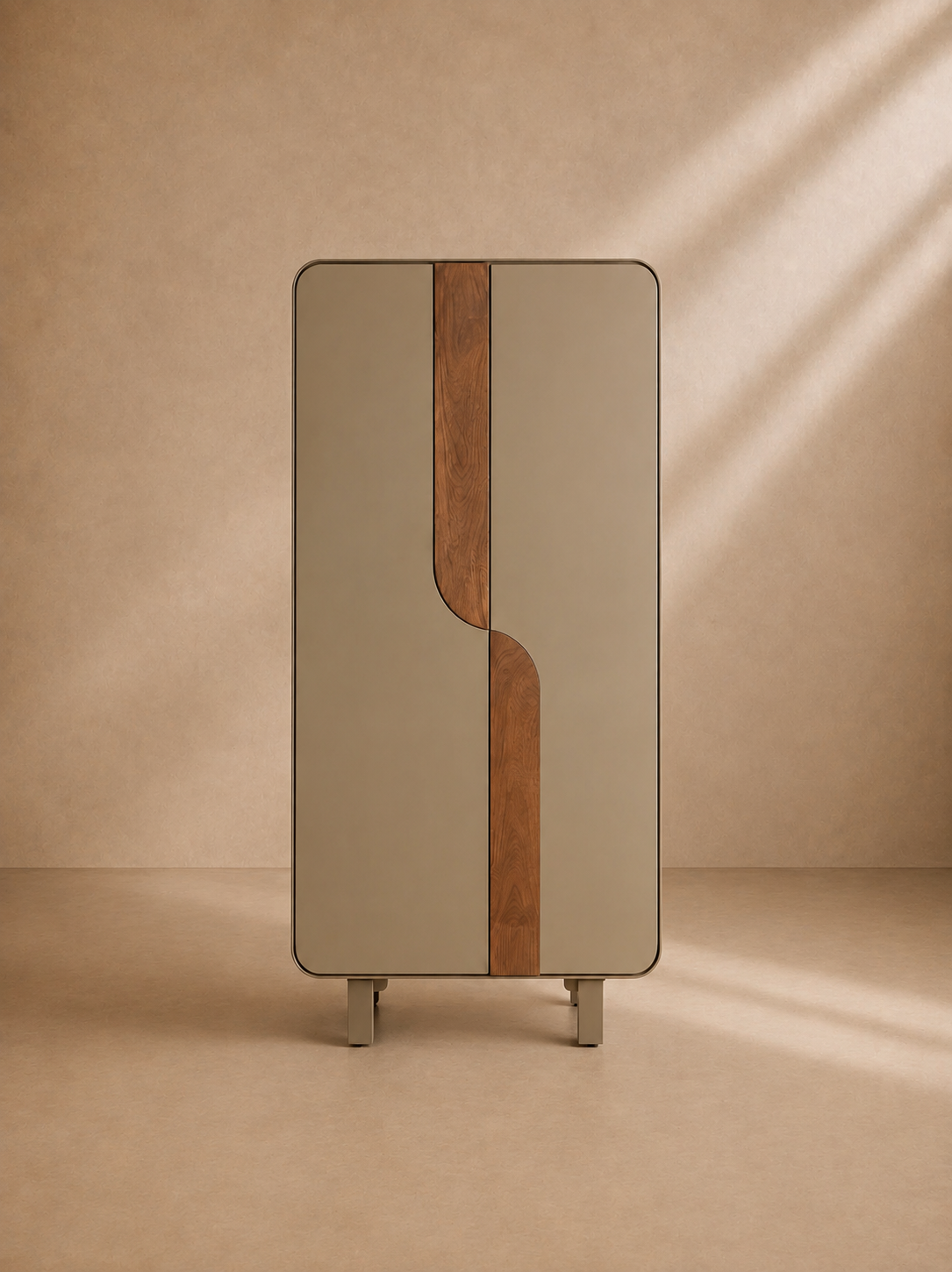 BAEZA - Armario de 2 puertas de madera con acabado topo de 180 cm