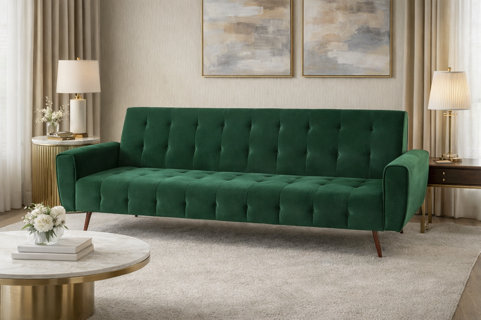 VELLUTO - Sofá cama de terciopelo de 3 plazas