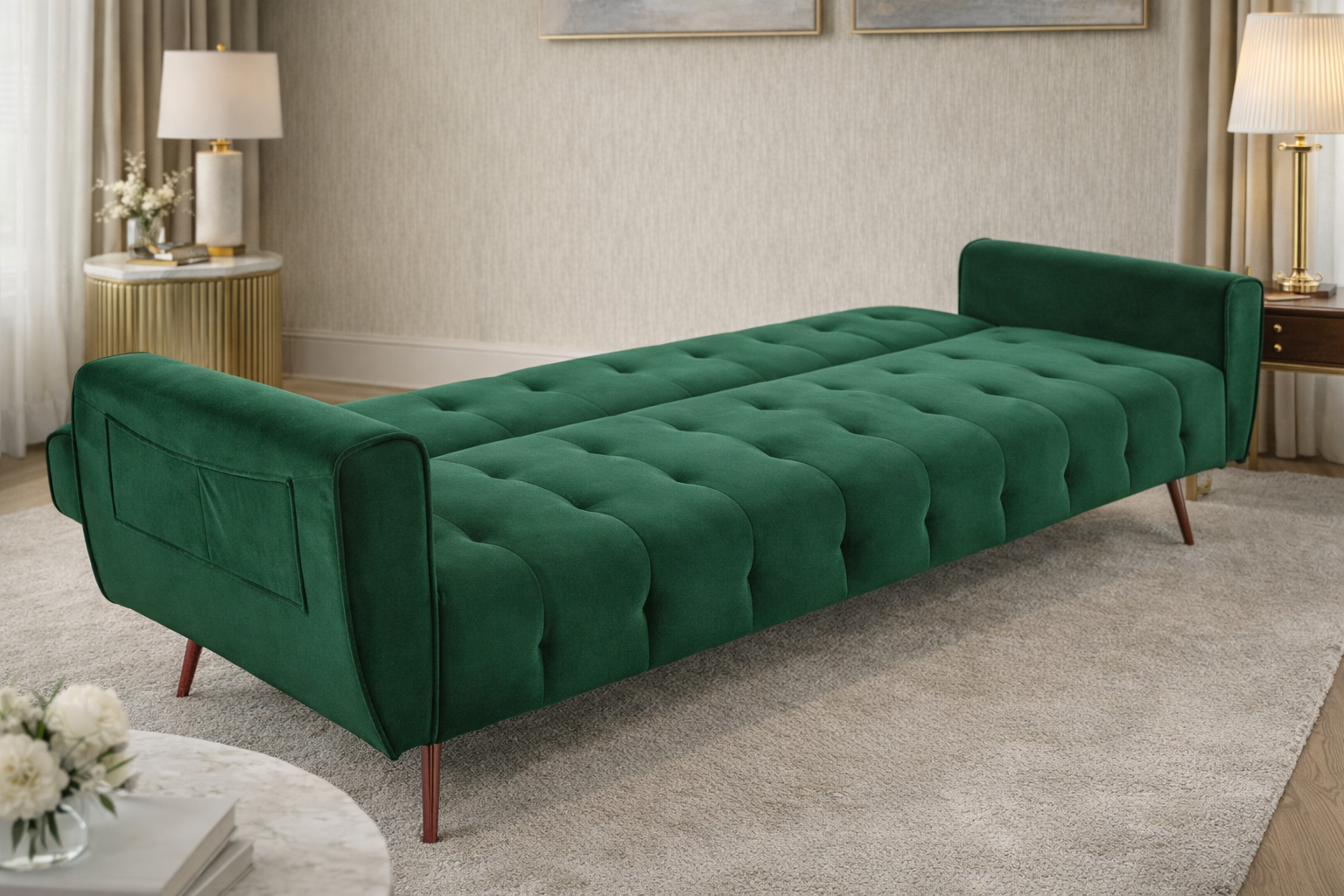 VELLUTO - Sofá cama de terciopelo de 3 plazas