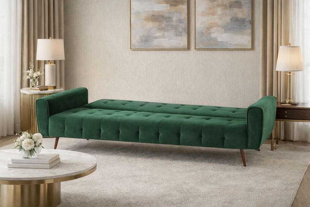 VELLUTO - Sofá cama de terciopelo de 3 plazas