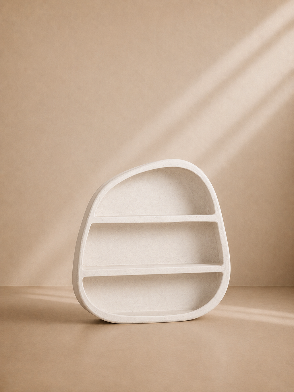 BRIAS - Biblioteca de diseño redondeada en DM de color blanco roto de 100 cm