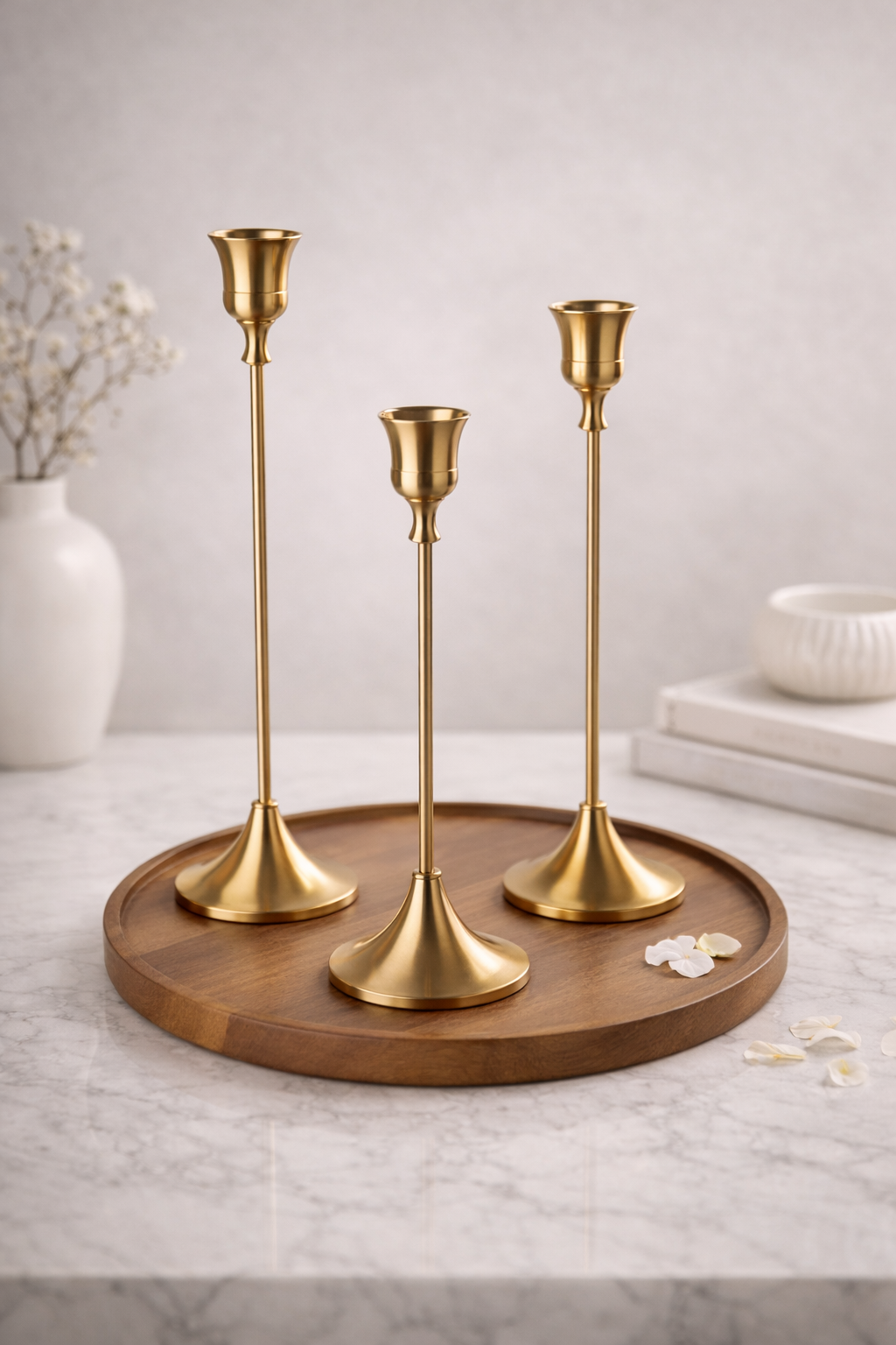 CHAND - Candelabros Dorados - Elegante Conjunto Decorativo (3 tamaños)