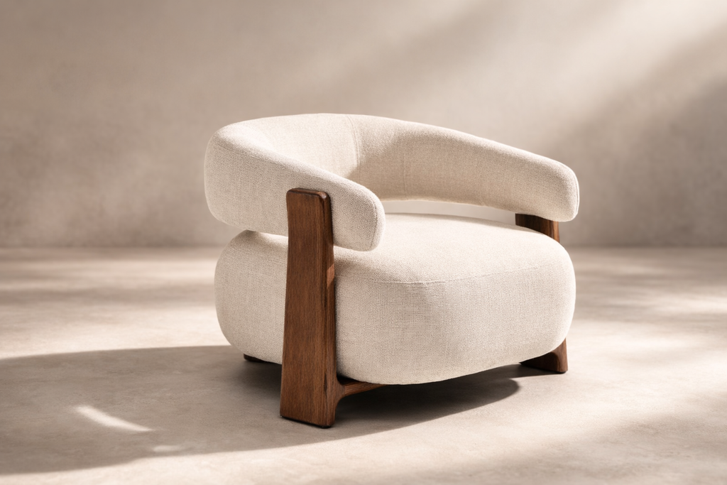 GALA - Sillón de diseño moderno en tejido y madera