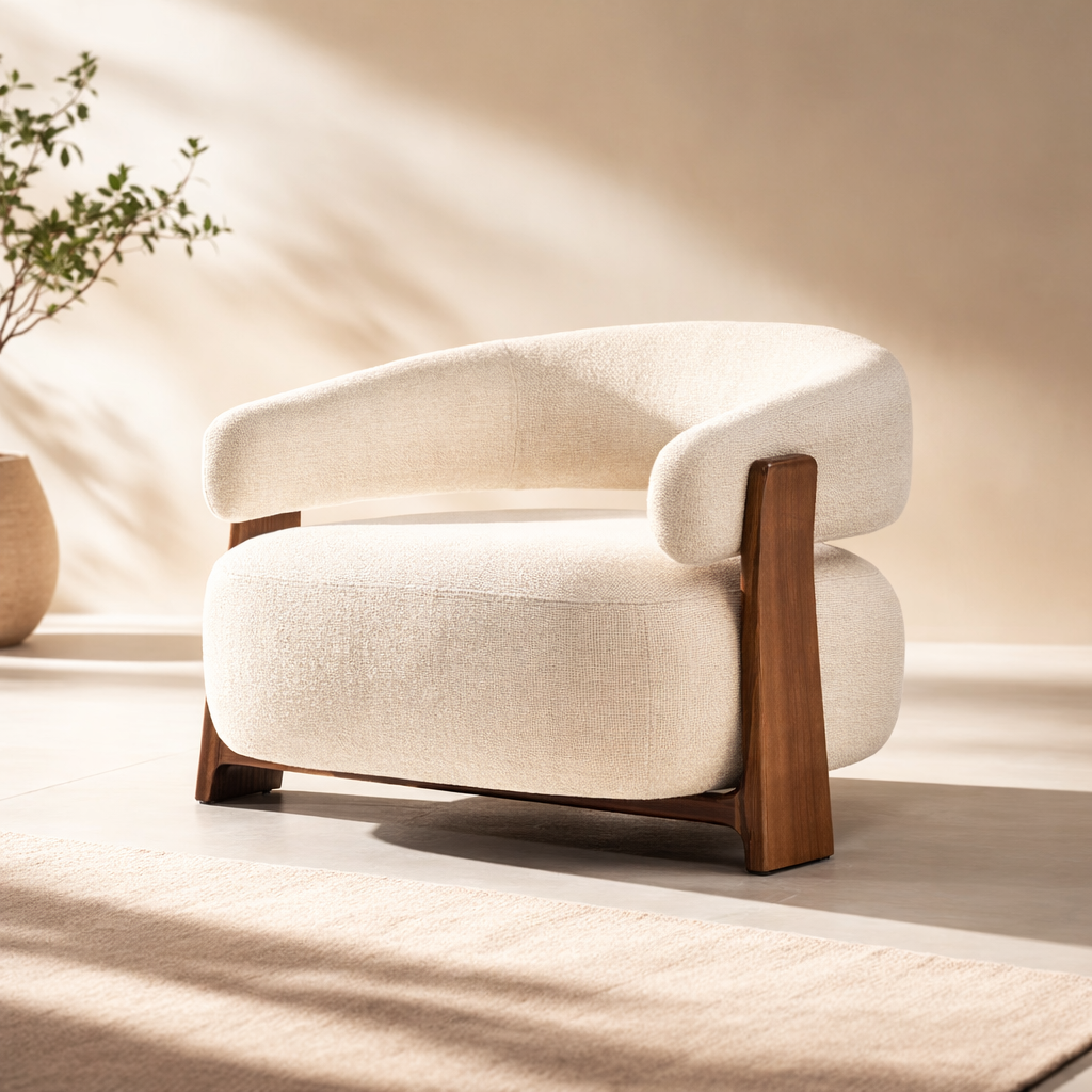 GALA - Sillón de diseño moderno en tejido y madera