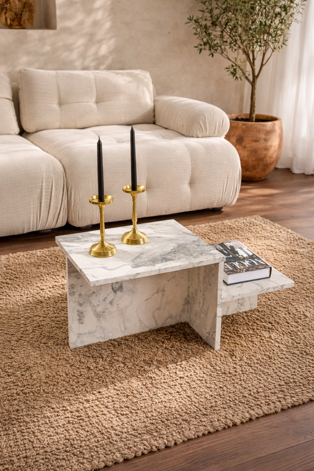 MARM - Mesa de centro efecto mármol