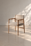 MOURA - Silla de comedor con reposabrazos color topo