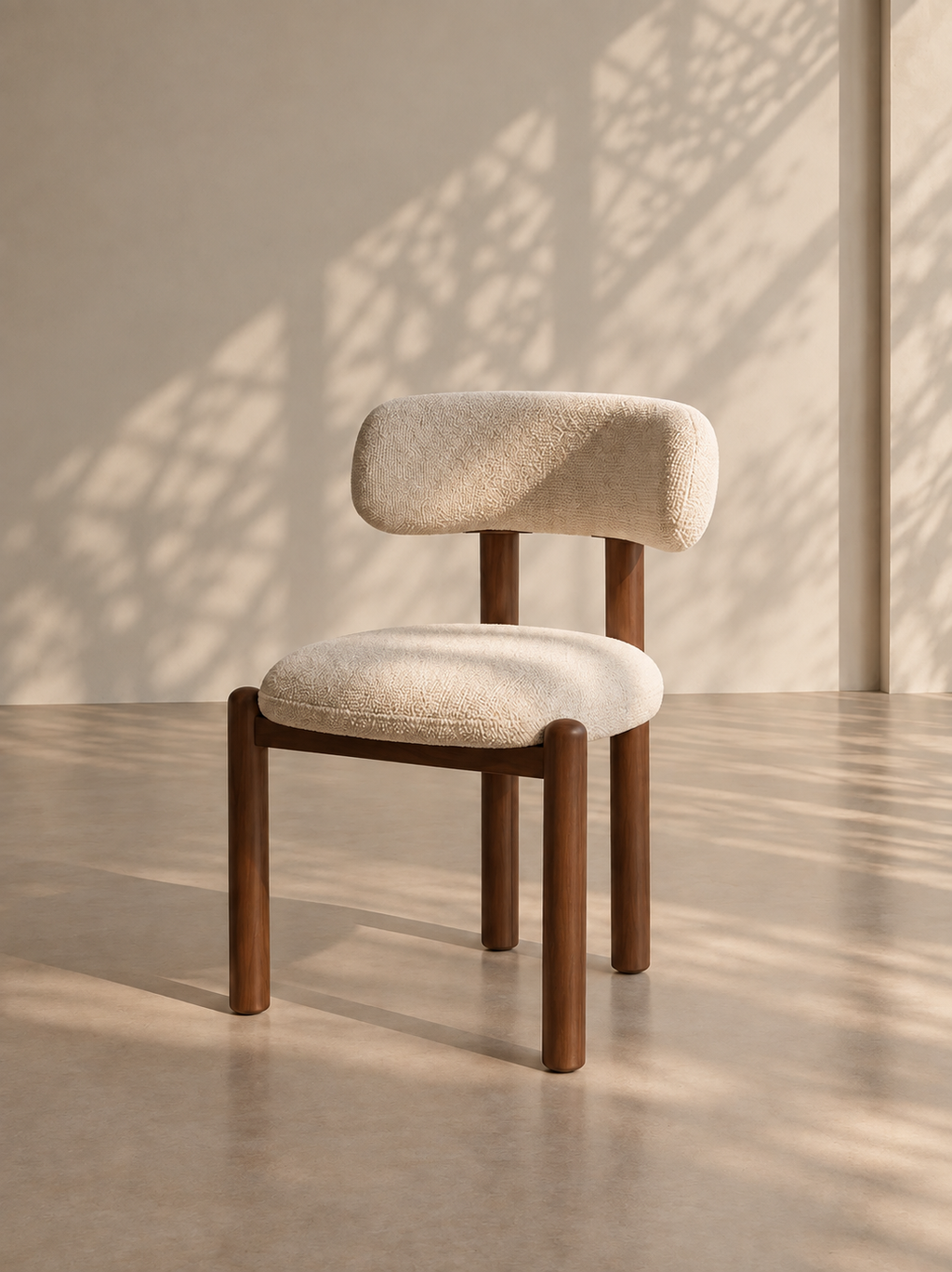 GERENA - Silla tapizada beige patas efecto madera – Contract