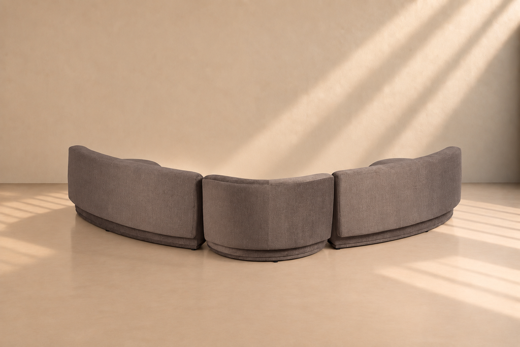 LUINA - Sofá curvo de 3 piezas gris 405 cm – Diseño contemporáneo
