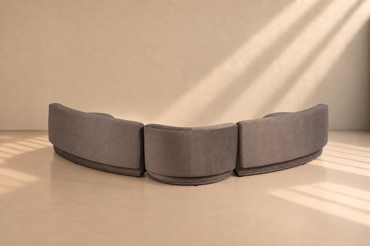 LUINA - Sofá curvo de 3 piezas gris 405 cm – Diseño contemporáneo