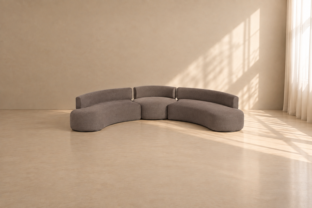 LUINA - Sofá curvo de 3 piezas gris 405 cm – Diseño contemporáneo