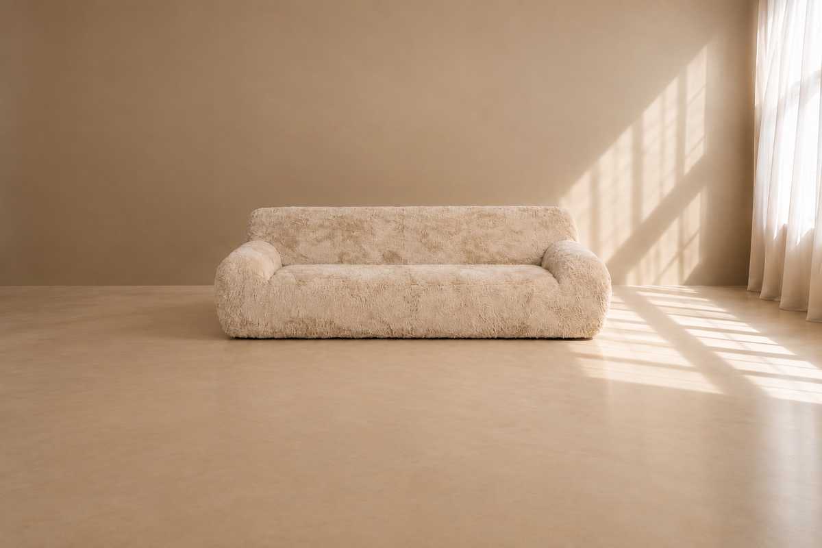 VEJER - Sofá de 3 plazas beige efecto bouclé 240 cm