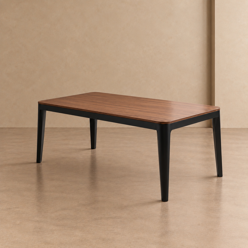 MARA - Mesa polivalente de diseño en madera marrón y negra 180 cm