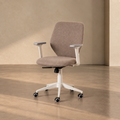 ÓBIDOS - Silla de oficina con ruedas de tela y metal color topo 63 × 59 × 94,5 cm