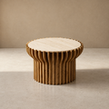 ARLETTE - Mesa de centro madera-mármol salón 78,50 x 78,50 x 47 cm