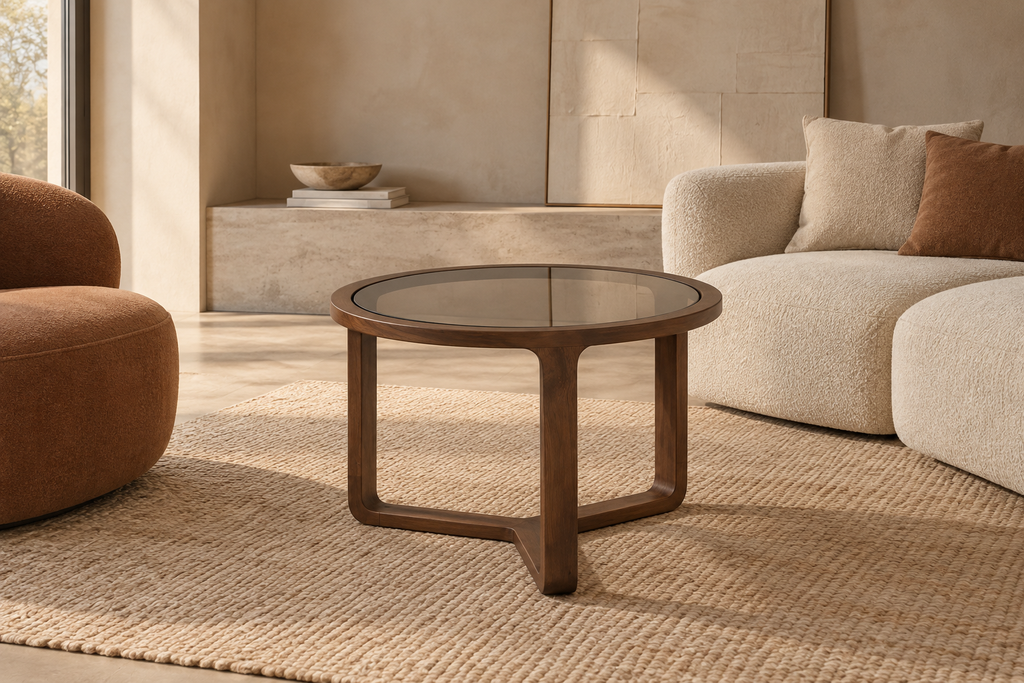 SAORGE - Mesa de centro de madera de mango para salón 60 x 60 x 48 cm