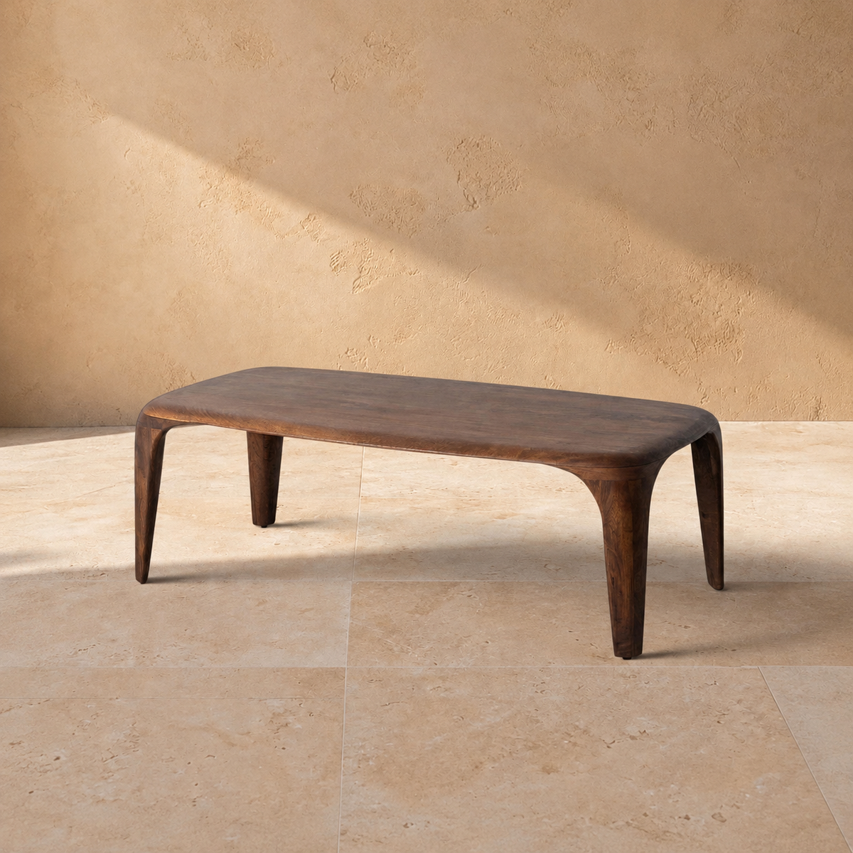 DOURBIE - Mesa de centro de madera de mango para salón 135 x 70 x 45 cm