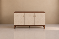 BOSA - Aparador tallado blanco marrón MDF madera 135 cm