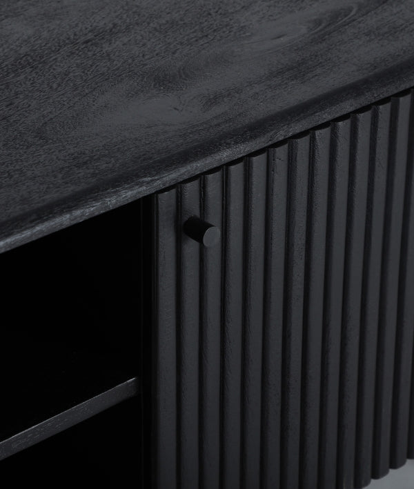 TIELMES - Mueble TV de diseño en madera de mango negra de 165 cm
