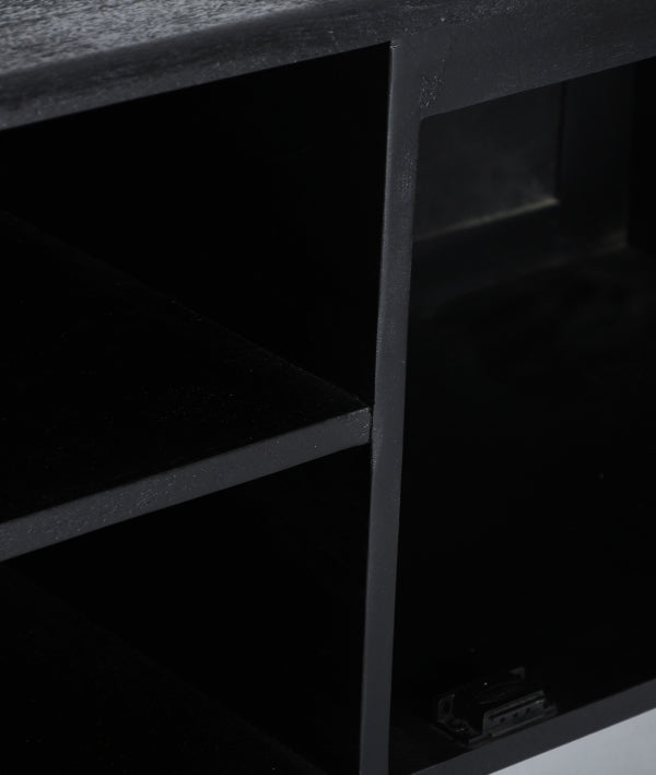 TIELMES - Mueble TV de diseño en madera de mango negra de 165 cm