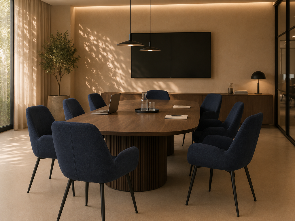 BAIS - Chaise bleu nuit / noire en tissu avec accoudoirs - pour bureau, salle de réunion, hôtel