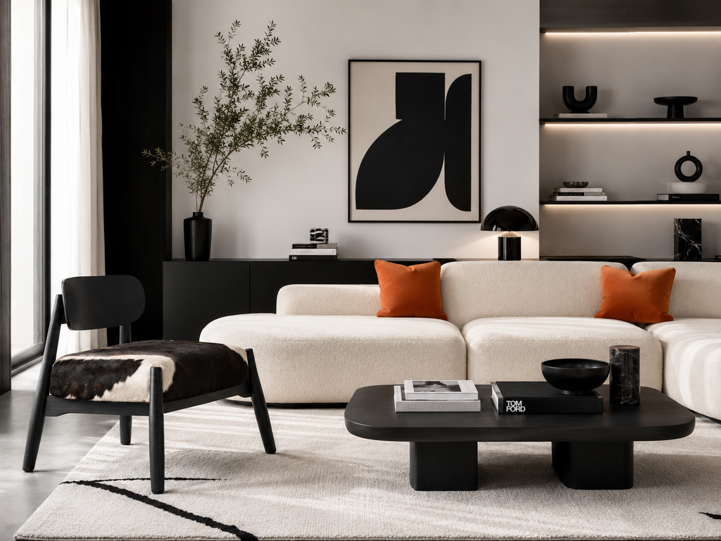 GRANA - Fauteuil lounge en bois massif et cuir naturel