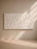 SENAS - Panneau mural sculpté blanc 160 x 80 cm – Design géométrique en relief