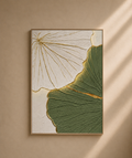 CARCES - Cuadro LED Flor Blanca y Verde – Relieve Oro 70 × 100 cm