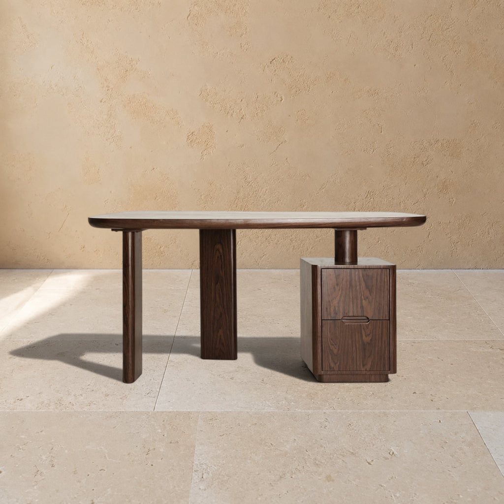 VÉZELAY - Bureau en MDF et placage noyer