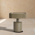 BONNIEUX - Mesita de noche de madera verde y porcelana gris