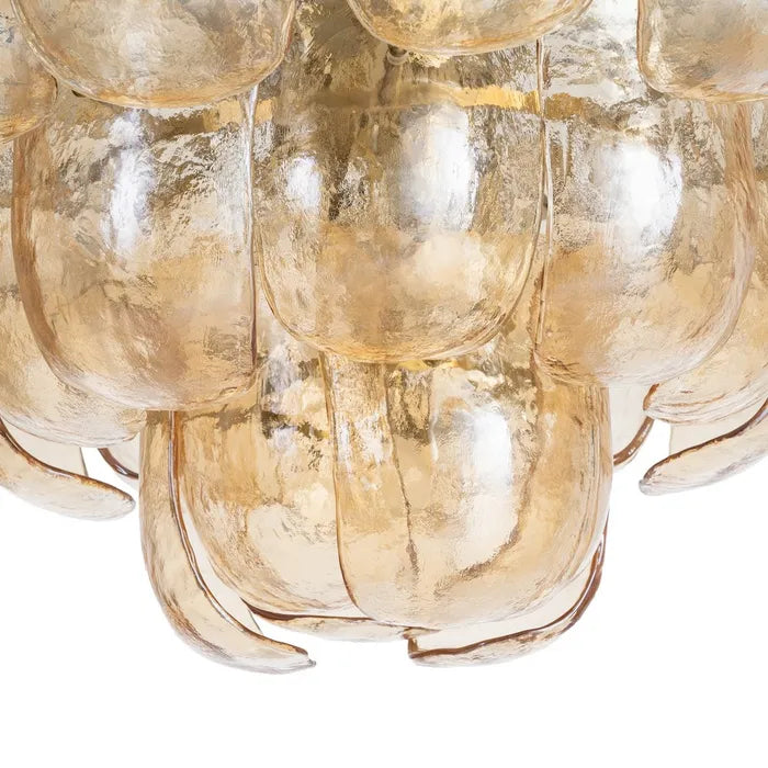 BAEZA - Lustre en verre champagne et fer 75 cm