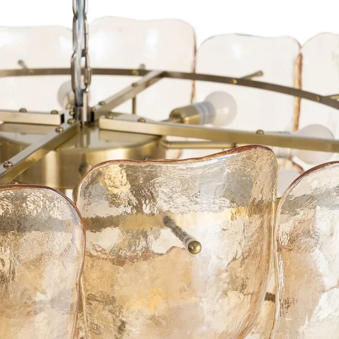 BAEZA - Lustre en verre champagne et fer 75 cm