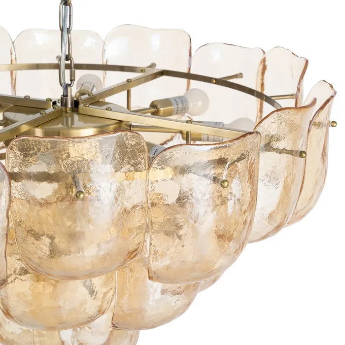 BAEZA - Lustre en verre champagne et fer 75 cm
