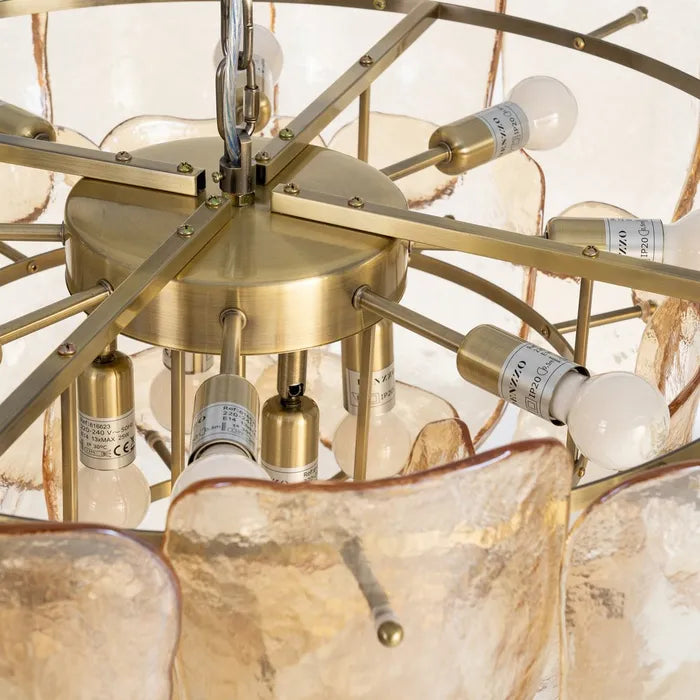 BAEZA - Lustre en verre champagne et fer 75 cm