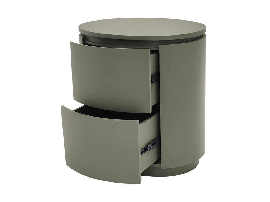 INCIO - Table de chevet ovale 2 tiroirs vert et