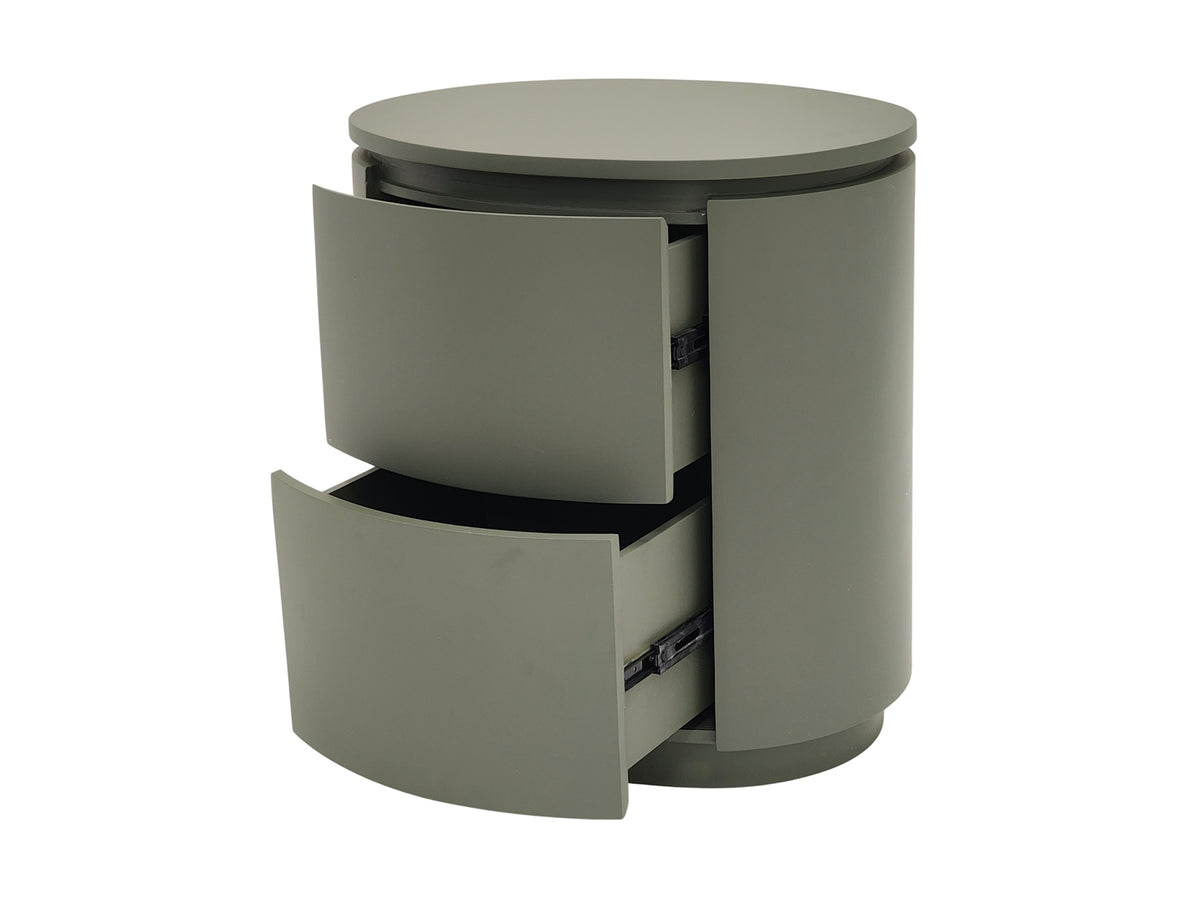 INCIO - Table de chevet ovale 2 tiroirs vert et