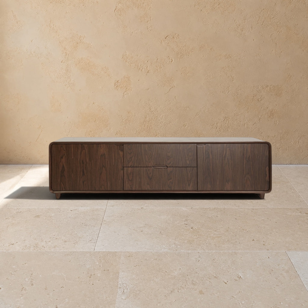 VÉZELAY - Meuble TV 180 cm en MDF et placage noyer