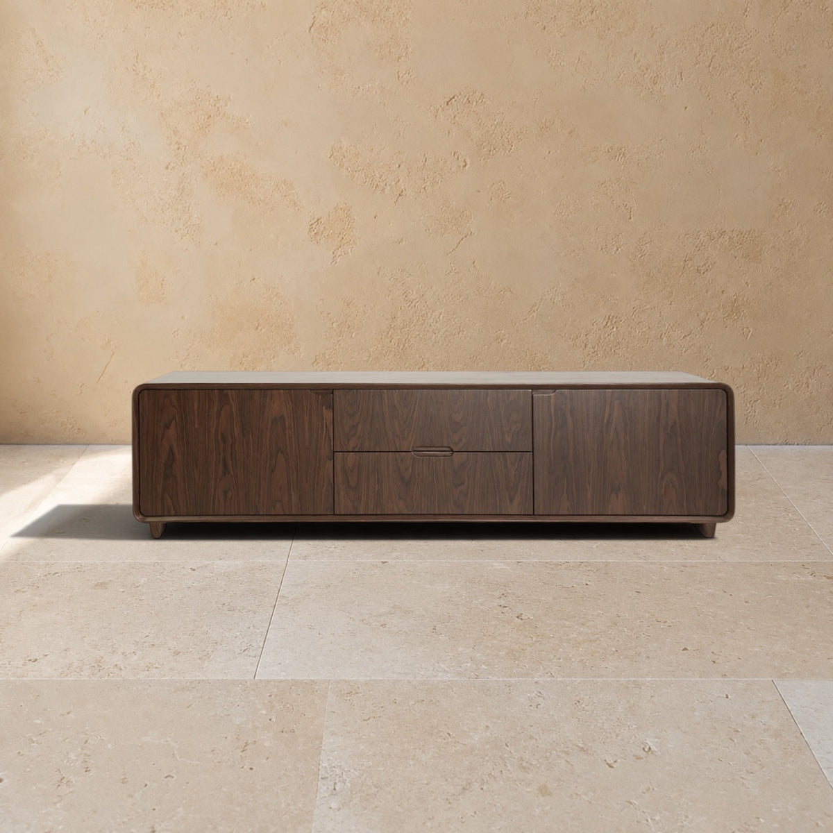 VÉZELAY - Meuble TV 180 cm en MDF et placage noyer
