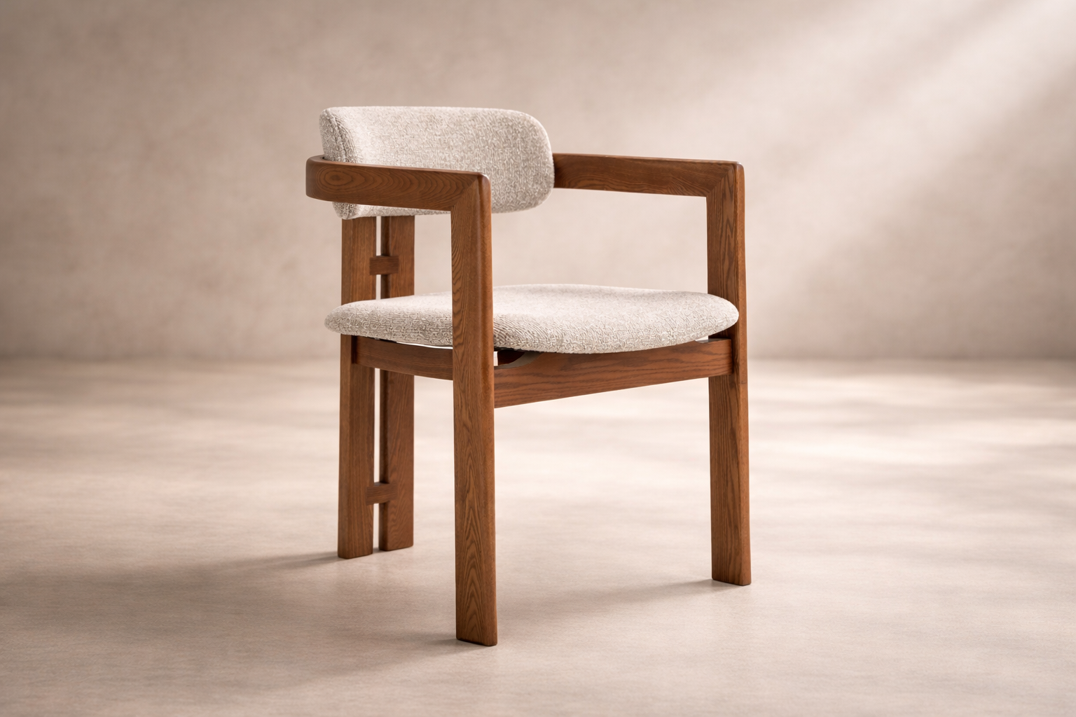 TERA - Silla en madera de fresno y tela gris 