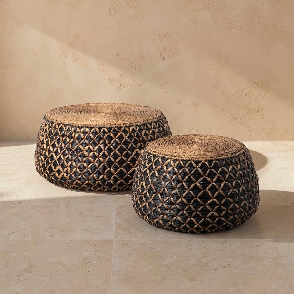 ANNOT - Juego de 2 mesas de centro natural-negro 100 x 100 x 40 cm