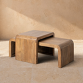 PEILLON - Juego de 2 mesas de centro pequeñas de madera de mango 120 x 55 x 40 cm