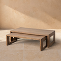 LUCERAM - Conjunto de 2 mesas de centro pequeñas de madera de mango 140 x 70 x 40,50 cm